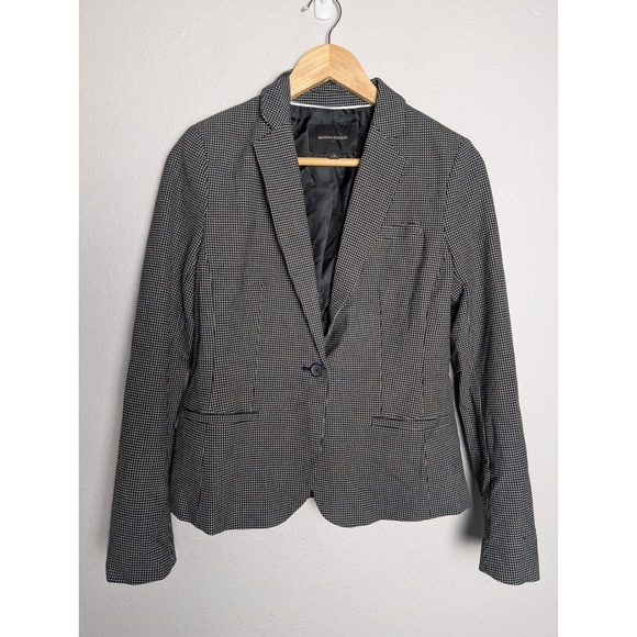 Banana Republic Jackets & Blazers - Banana Republic Womens Black White Micro Houndstooth Single Button Blazer Size 2